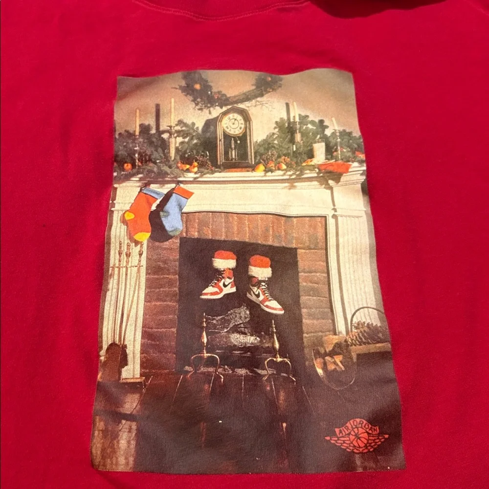 Nike Air Jordan Red Logo Chimney Short Sleeve T-Shirt Sz M